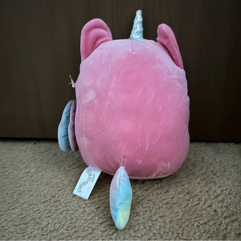 Squishmallows Sienna Pink Caticorn Cat Unicorn Rainbow Belly Mane Star Eye Plush